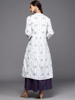 Thumbnail for Biba Women White & Navy Blue Ethnic Motifs Printed Kurta with Inner - Distacart