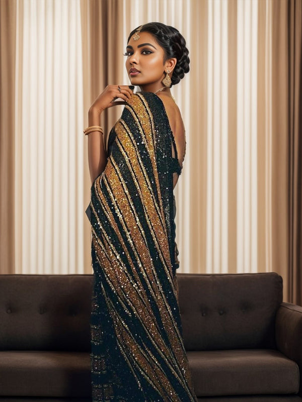 Kalini Embellished Sequinned Pure Georgette Saree - Distacart