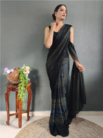 Thumbnail for Mitera Striped Zari Poly Georgette Ready to Wear Saree - Distacart