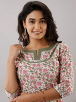 Thumbnail for Kalini Women Pink Floral Printed Anarkali Cotton Kurta - Distacart