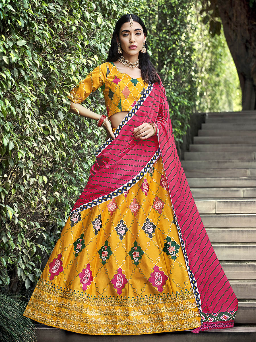 Myra Yellow Silk Embroidered Designer Lehenga Choli - Distacart