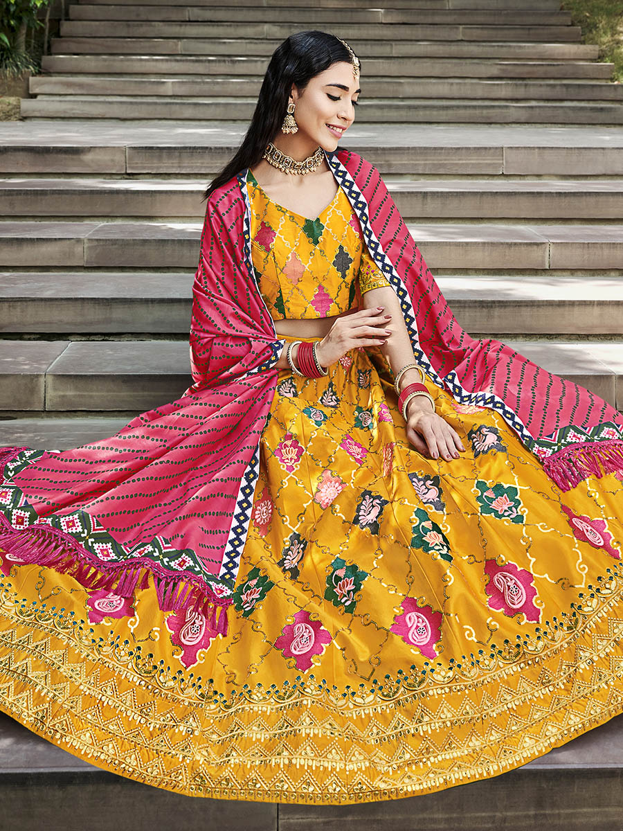 Myra Yellow Silk Embroidered Designer Lehenga Choli - Distacart