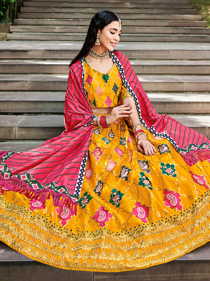 Myra Yellow Silk Embroidered Designer Lehenga Choli - Distacart