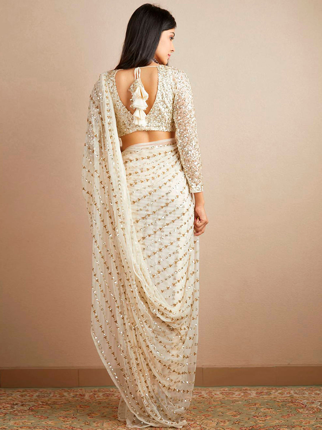 Sangria Georgette Ethnic Embellished Party Wear Saree - Distacart