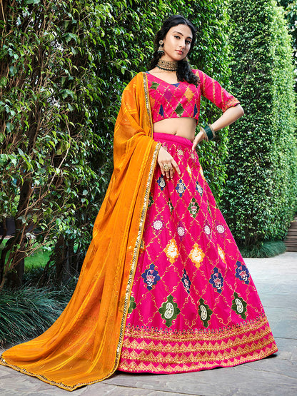 Myra Rani Pink Silk Embroidered Designer Lehenga Choli - Distacart