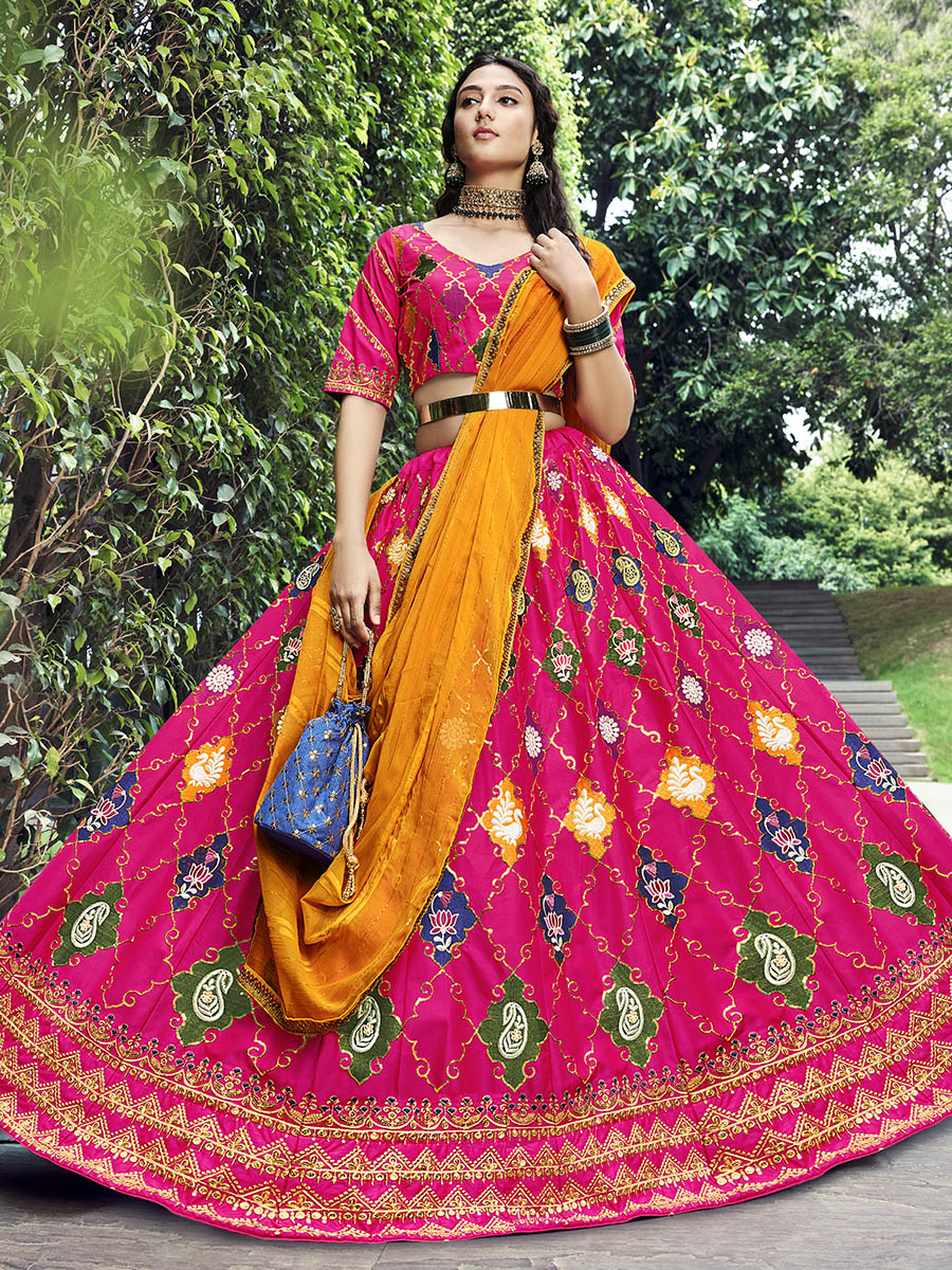 Myra Rani Pink Silk Embroidered Designer Lehenga Choli - Distacart
