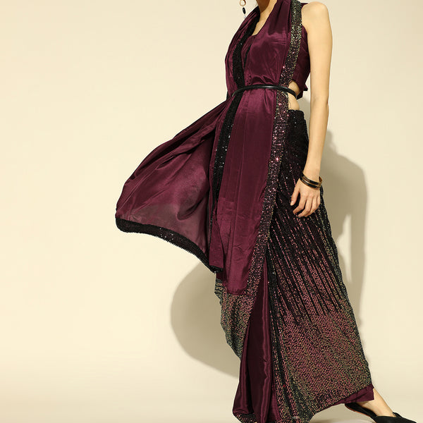 Tikhi Imli Embellished Poly Crepe Saree with Embellished Border - Distacart