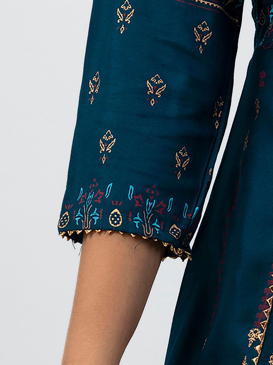 Kalini Women Teal Ethnic Motifs Printed Floral Kurta - Distacart