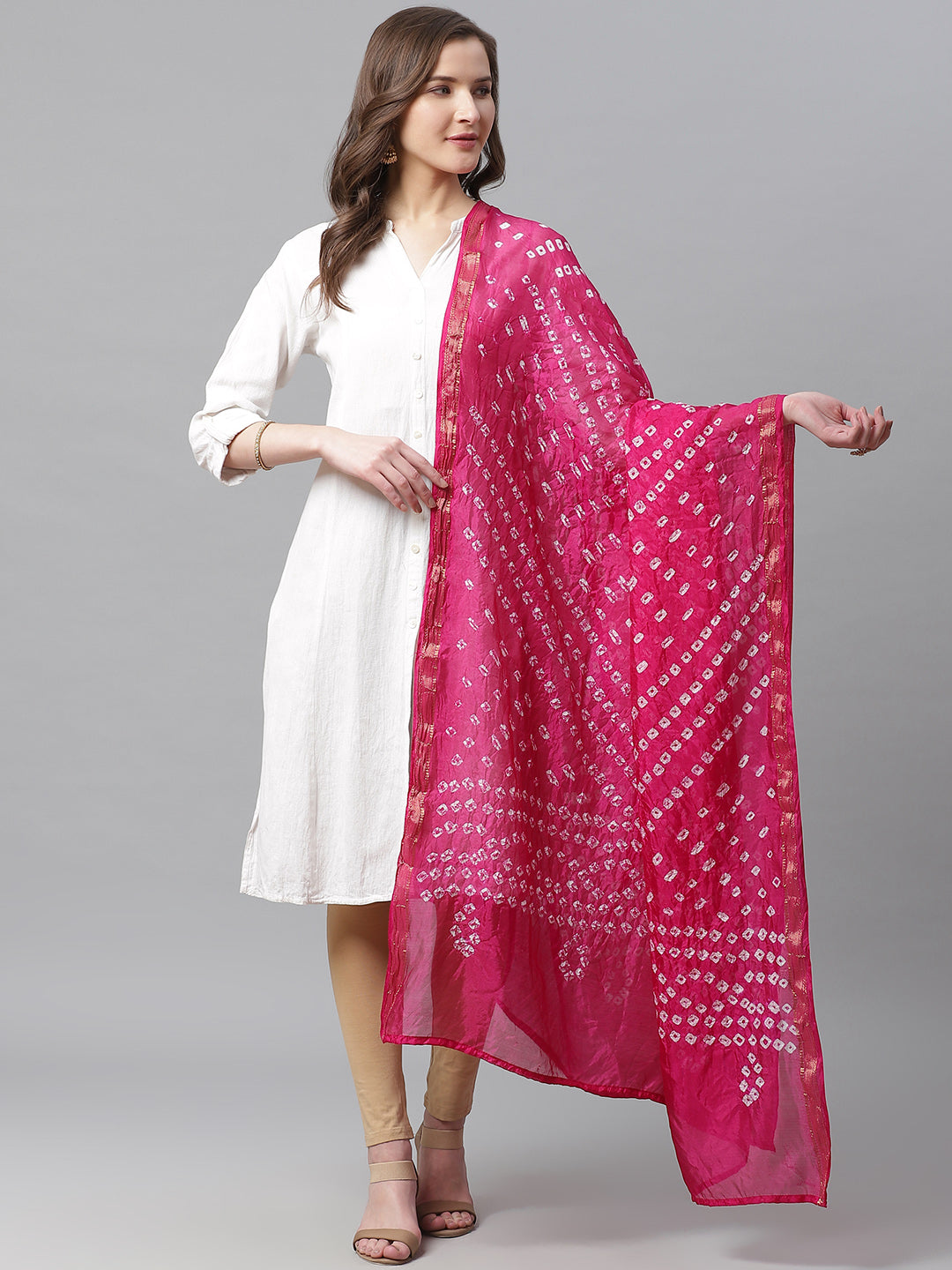 Juniper Women Fuchsia Shantoon Bandhani Na Dupatta - Distacart