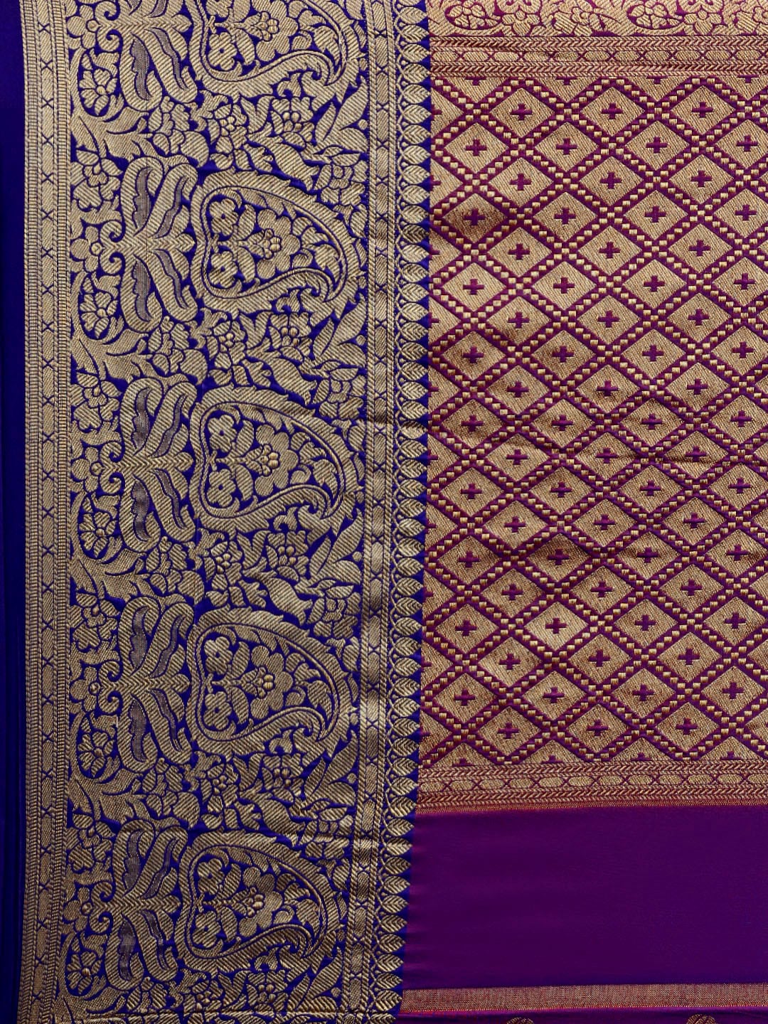 Mitera Pink & Golden Ethnic Motifs Banarasi Saree with Zari Border - Distacart