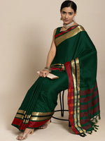 Thumbnail for Saree Mall Green & Maroon Zari Silk Blend Uppada Sarees - Distacart