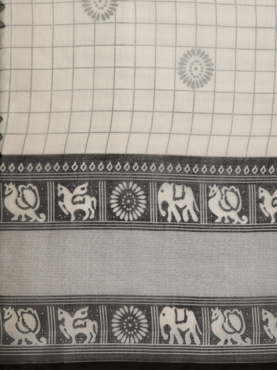 Sangria Black & Grey Ethnic Motifs Zari Pure Linen Saree - Distacart