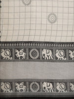 Thumbnail for Sangria Black & Grey Ethnic Motifs Zari Pure Linen Saree - Distacart