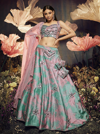 Myra Dusty Pink Velvet Embroidered Designer Lehenga - Distacart