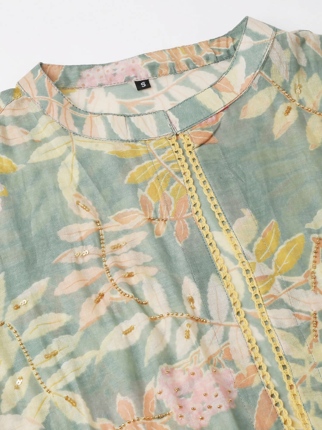 Green Cotton Solid Flared Dress with Printed Shrug - Yukti - Distacart