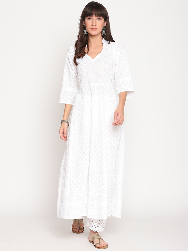 Kalini Women Ethnic Motifs Embroidered Cotton Anarkali Kurta - Distacart