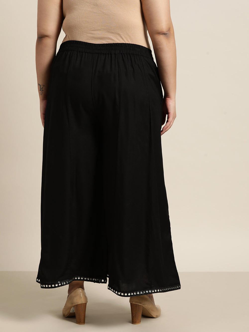 Juniper Women`s Black Rayon Daily Wear Solid Flared Palazzo - Distacart