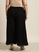 Thumbnail for Juniper Women`s Black Rayon Daily Wear Solid Flared Palazzo - Distacart