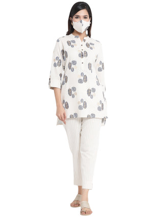 Juniper Women Natural Cotton Flex Printed High-Low Kurta - Distacart