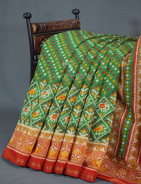 Shades of Parrot Green Bandhni Design Semi Chanderi Saree By Gayathri Reddy Designer Studio - Distacart