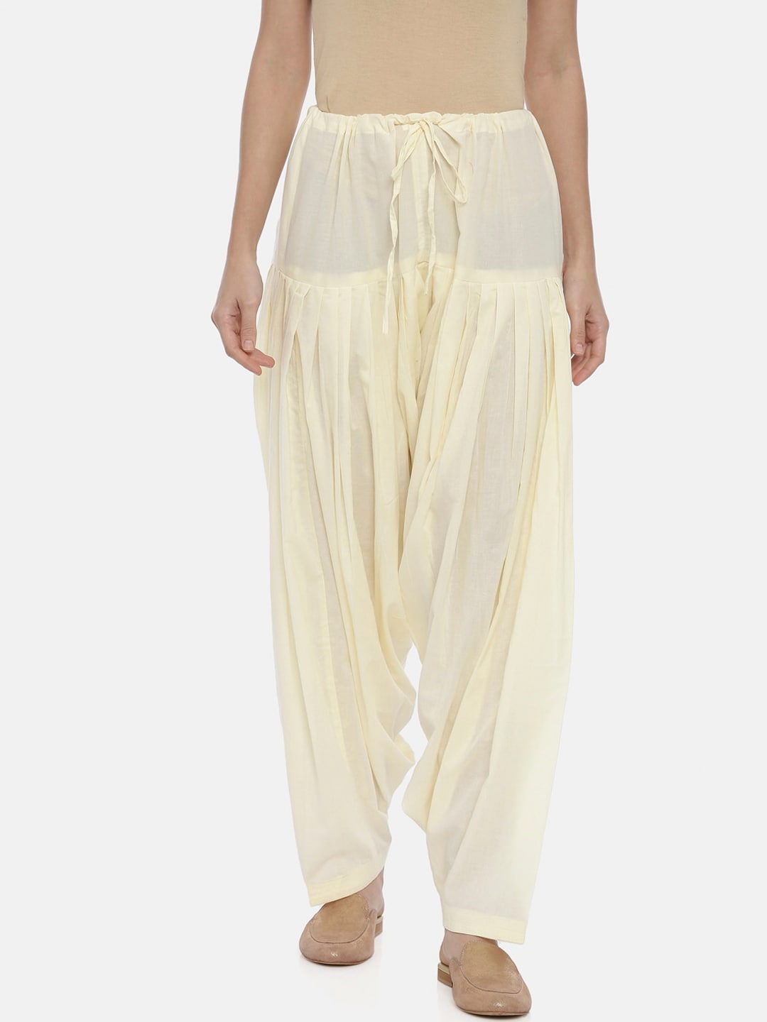 Souchii Cream-Coloured Solid Loose-Fit Patiala - Distacart