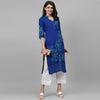 Maai Rayon Hand Printed Kurta Blue - Distacart