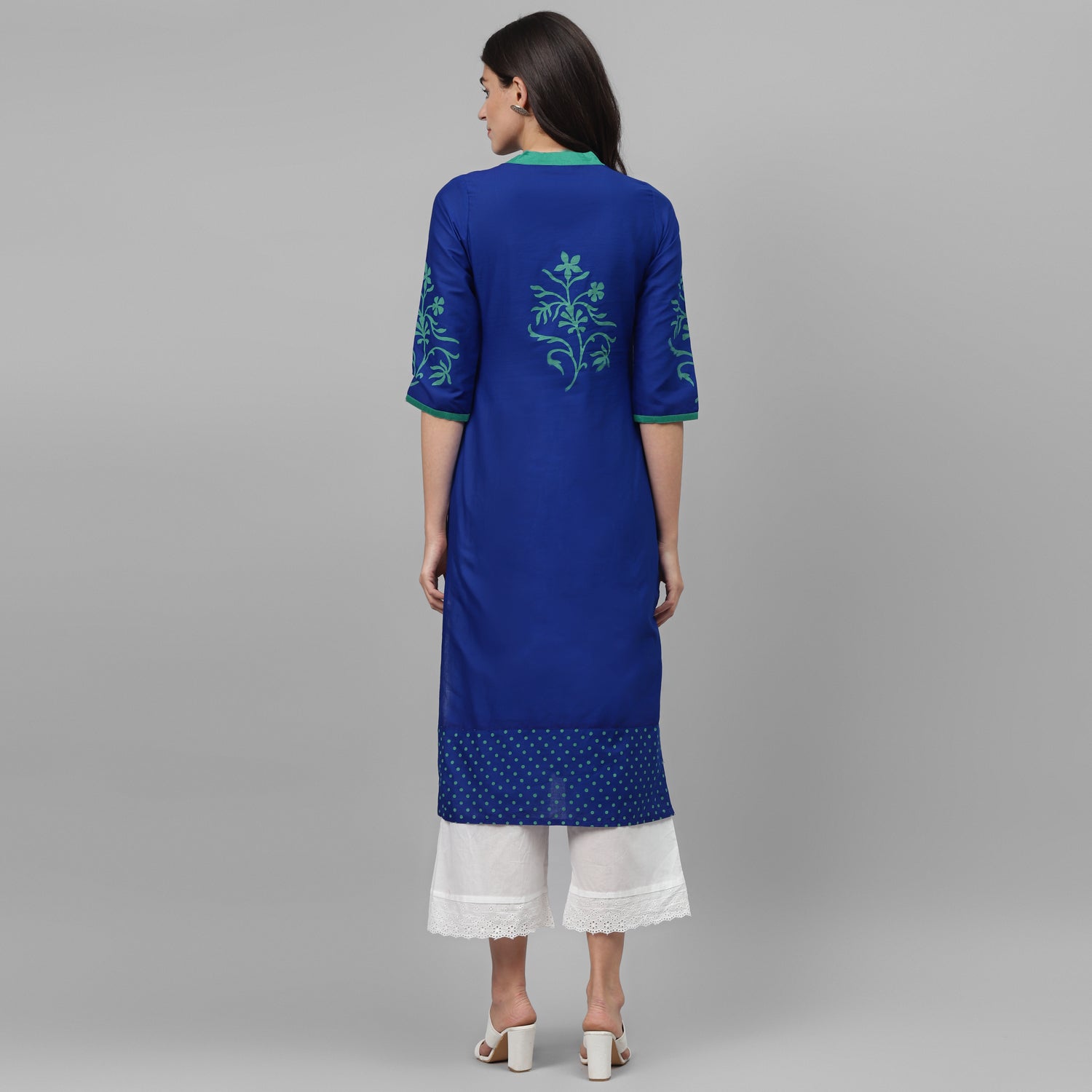 Maai Rayon Hand Printed Kurta Blue - Distacart