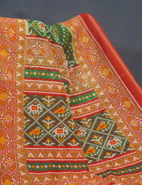 Thumbnail for Shades of Parrot Green Bandhni Design Semi Chanderi Saree By Gayathri Reddy Designer Studio - Distacart