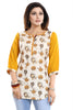 Snehal Creations Cream Cotton Printed Apple-Cut Short Tunic - Distacart