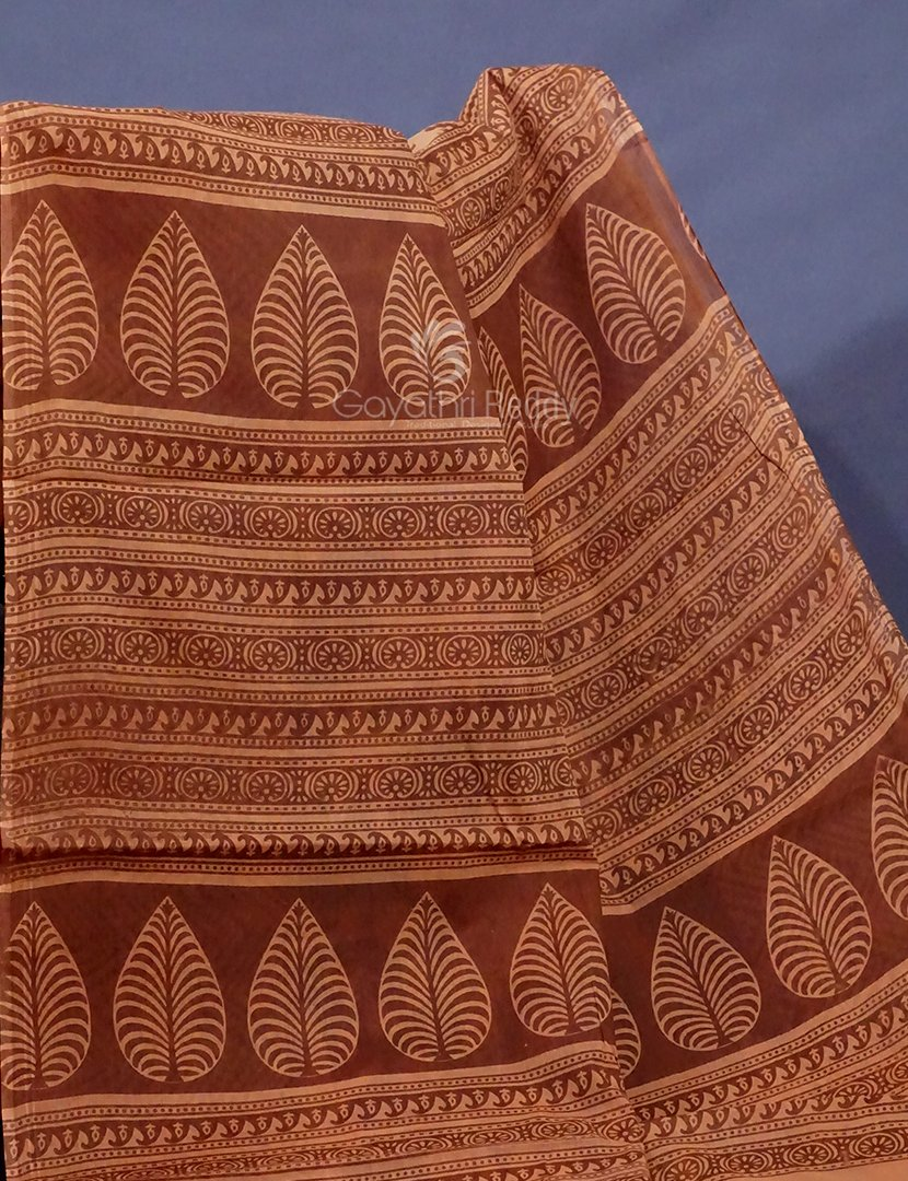 Dark Mustard Colour Block Print Pure Mulmul Cotton Saree By Gayathri Reddy Designer Studio - Distacart