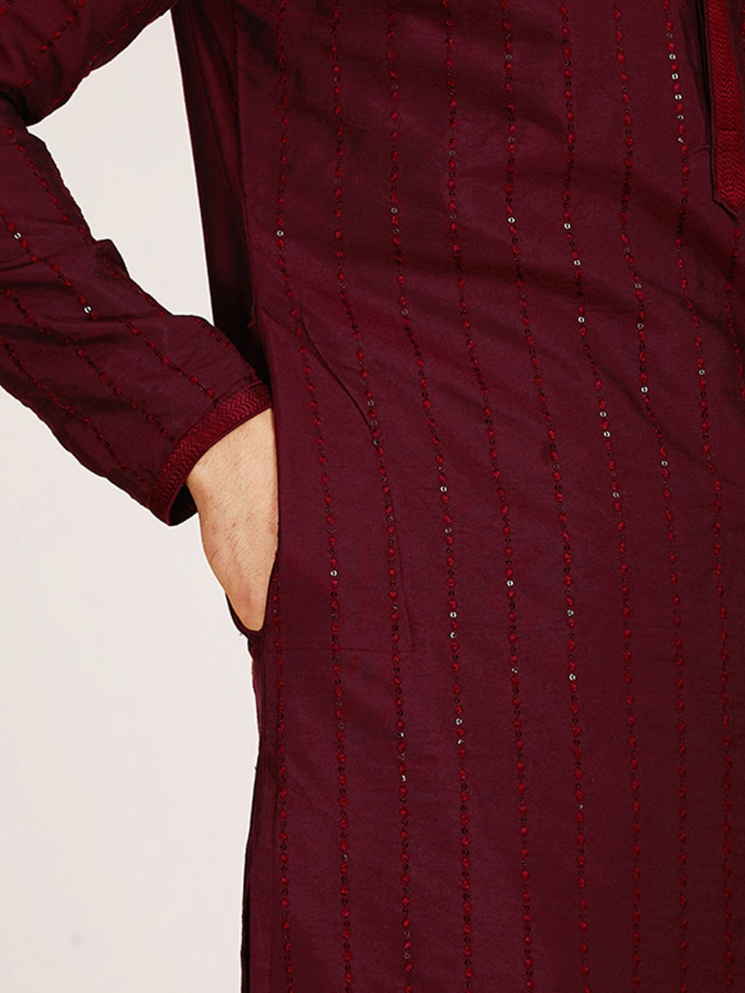 Manyavar Men Striped Sequinned Kurta with Pyjamas - Distacart