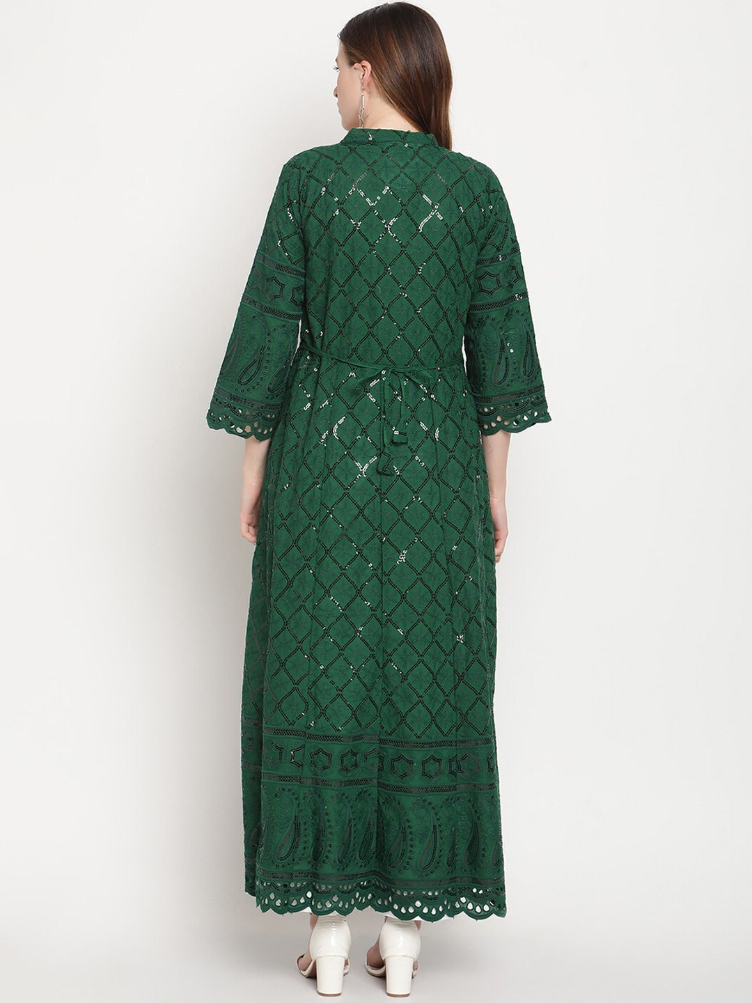 Kalini Ethnic Motifs Embroidered Chikankari Cotton Anarkali Kurta - Distacart