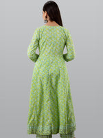 Thumbnail for Kalini Women Green Paisley Printed Panelled Pure Cotton Kurta with Churidar & With Dupatta - Distacart