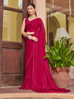 Thumbnail for Mitera Embellished Pure Chiffon Saree with Swaroski Border - Distacart