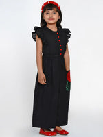 Thumbnail for NOZ2TOZ Black & Red Solid Basic Jumpsuit For Girls - Distacart