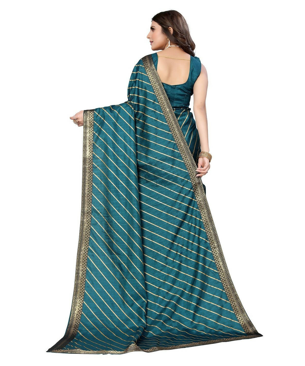 Vamika Dola Silk Rama Green Lace Border Bollywood Style Saree (SUCHI RAMA) - Distacart