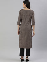 Thumbnail for Kalini Women Beige & Black Striped Straight Kurta - Distacart