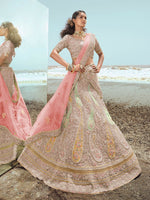 Thumbnail for Myra Beige Organza Embroidered Designer Lehenga Choli - Distacart