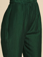 Thumbnail for Sangria Women Green Ethnic Motifs Embroidered Pure Cotton Kurta with Trousers & With Dupatta - Distacart
