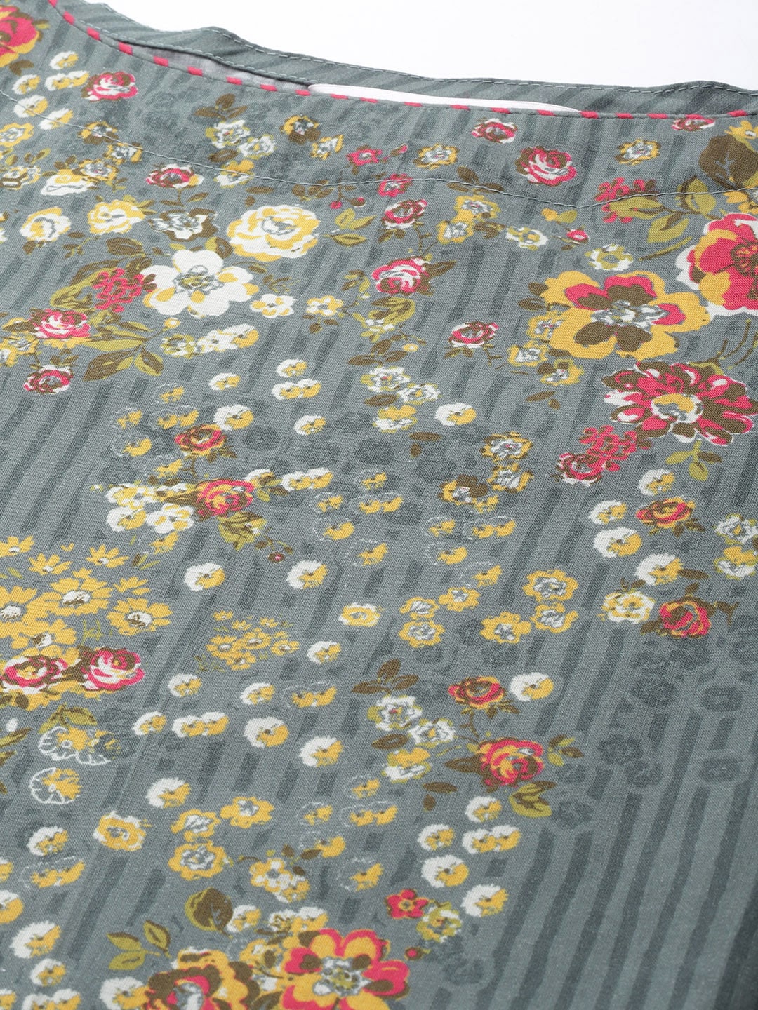 Biba Women Green Floral Printed Pure Cotton Kurta with Palazzos - Distacart