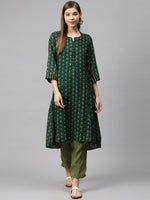 Thumbnail for Biba Women Green Printed Kurta with Trousers - Distacart