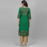 Thumbnail for Maai Rayon Hand Printed Kurta Green - Distacart