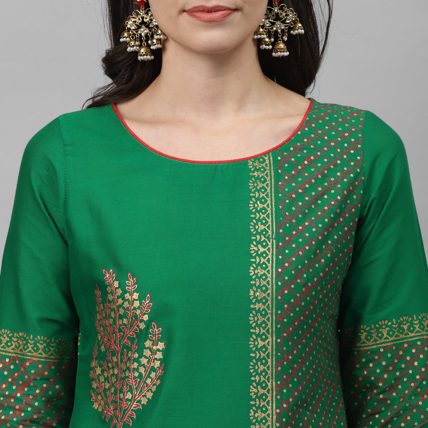 Maai Rayon Hand Printed Kurta Green - Distacart