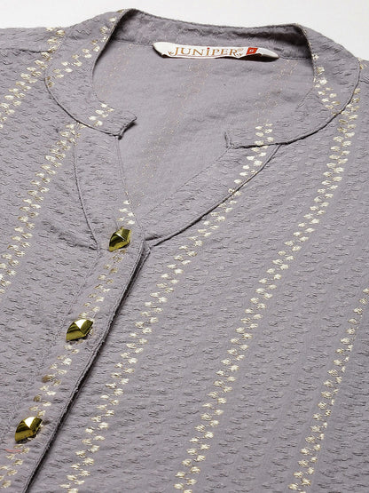 Juniper Womens Grey Cotton Dobby Kalidar Kurta - Distacart