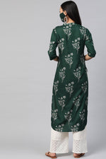 Thumbnail for Juniper Women's Jadegreen Rayon Slub Bandhani Straight Kurta - Distacart