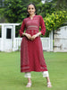 Juniper Womens Maroon Rayon Slub Placement Printed A Line Kurta - Distacart
