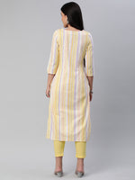 Thumbnail for Kalini Women Striped Pure Cotton Kurta With Trousers - Distacart
