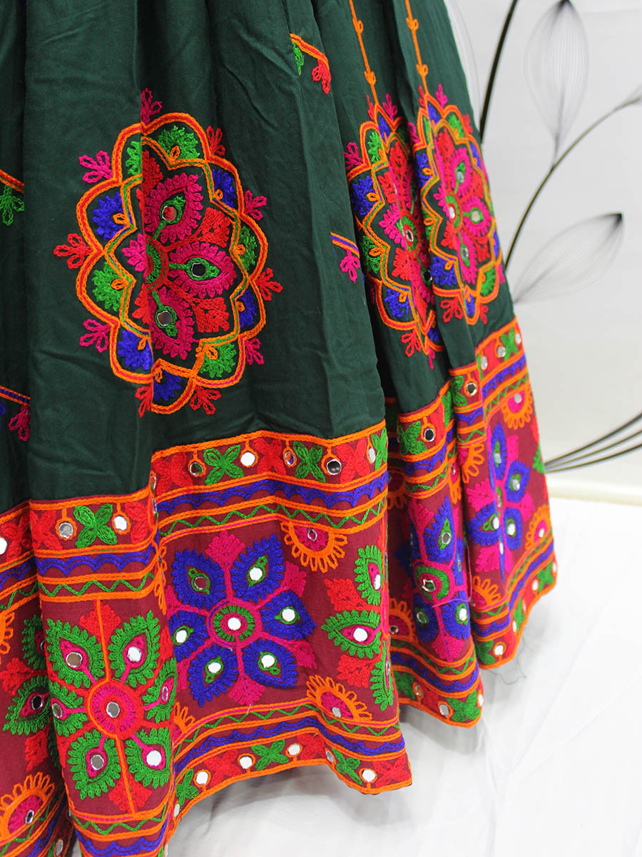 Myra Green Viscose Rayon and Cotton Embroidered with Print Designer Lehenga - Distacart