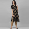 Maai Rayon Hand Printed Kurta Black - Distacart