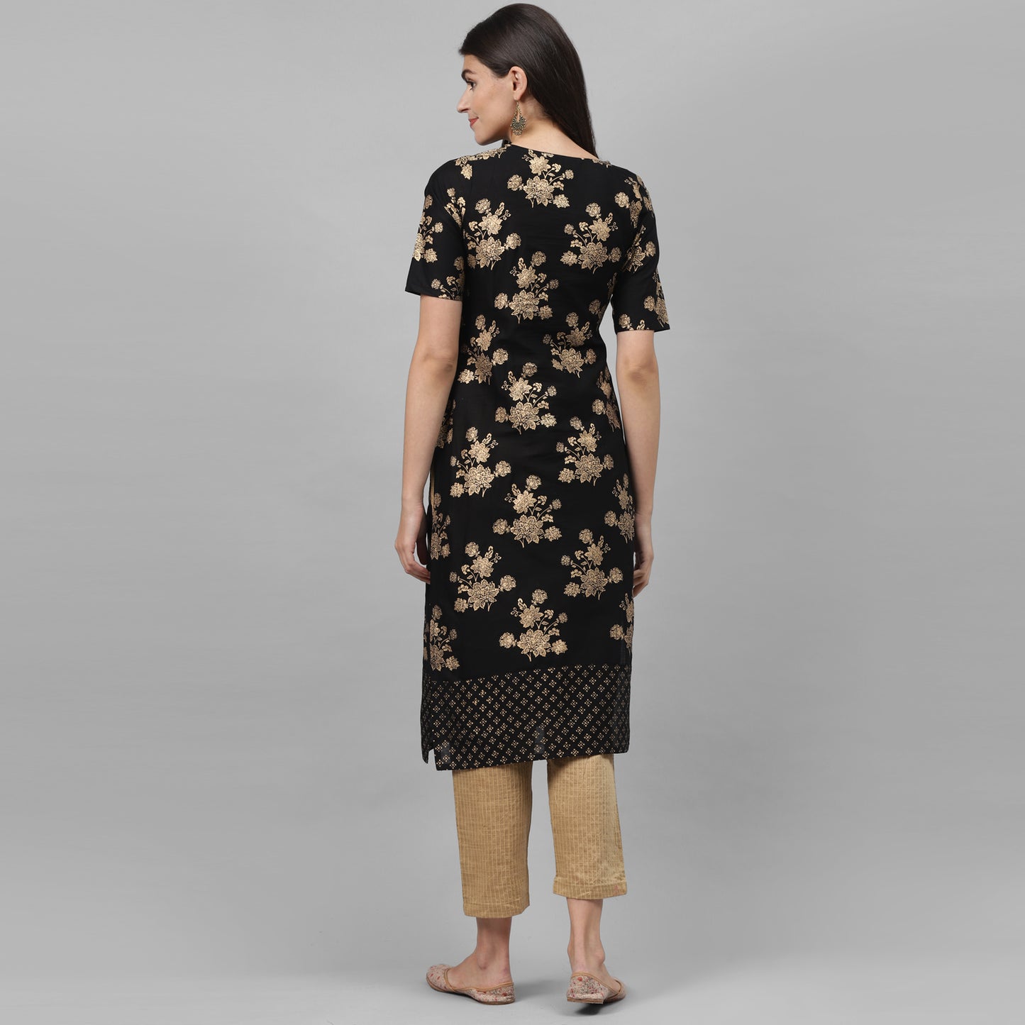 Maai Rayon Hand Printed Kurta Black - Distacart